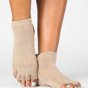 Beige Open Toe Grip Socks